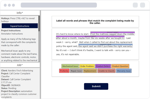 Intuitive text classification and text correction editor graphic